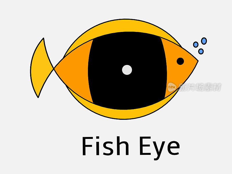 Simple fish eye symbol, combining fish and eye element